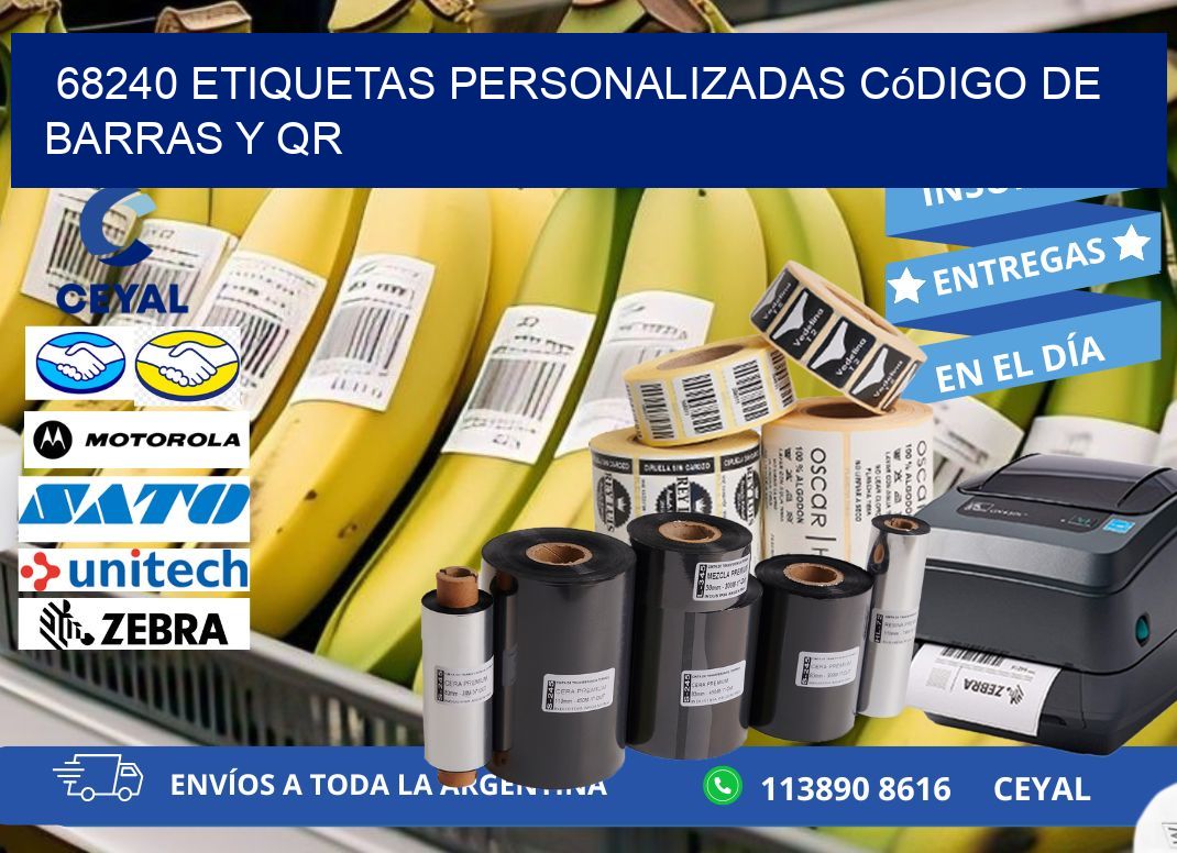 68240 etiquetas personalizadas código de barras y QR