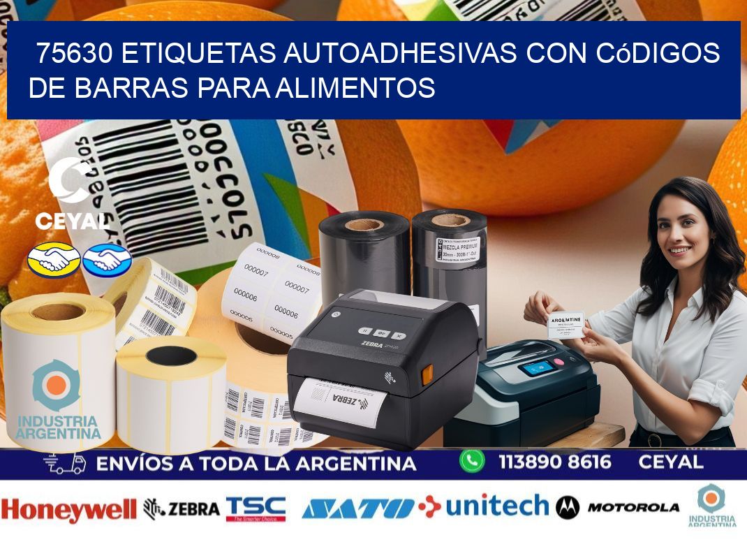 75630 Etiquetas autoadhesivas con códigos de barras para alimentos