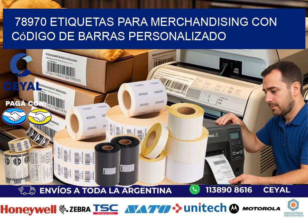 78970 etiquetas para merchandising con código de barras personalizado
