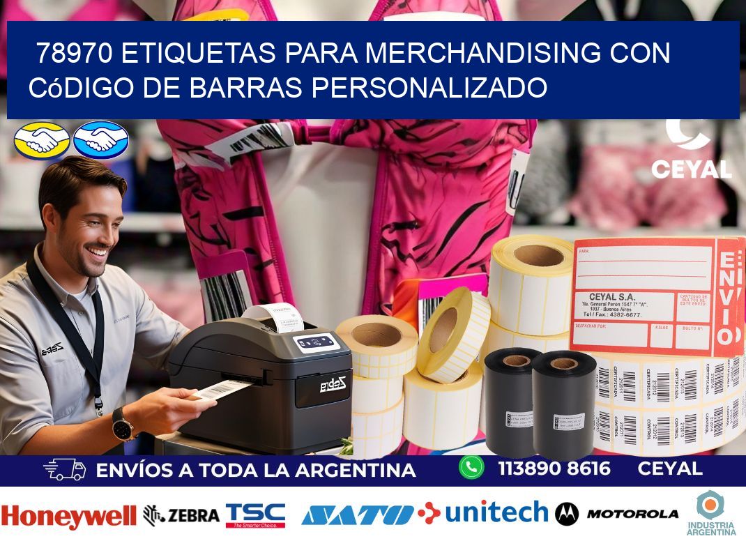 78970 etiquetas para merchandising con código de barras personalizado