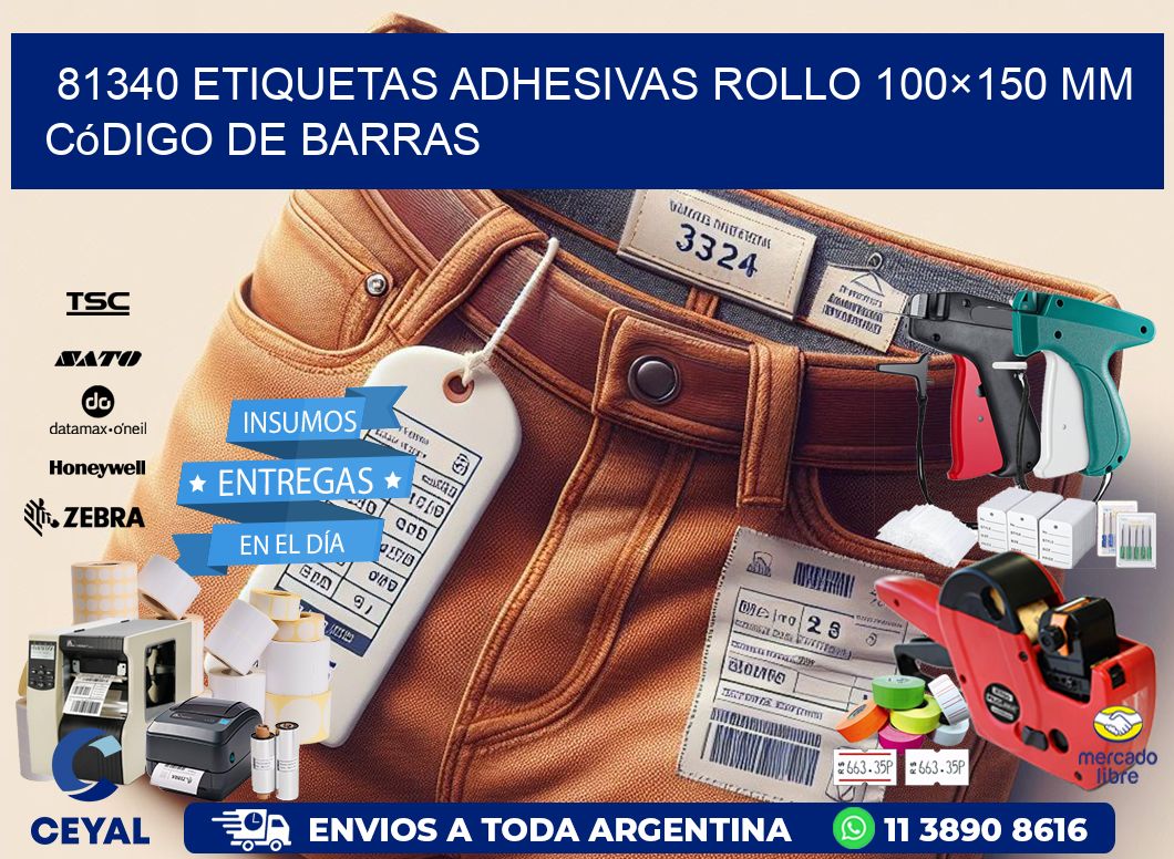 81340 etiquetas adhesivas rollo 100×150 mm código de barras