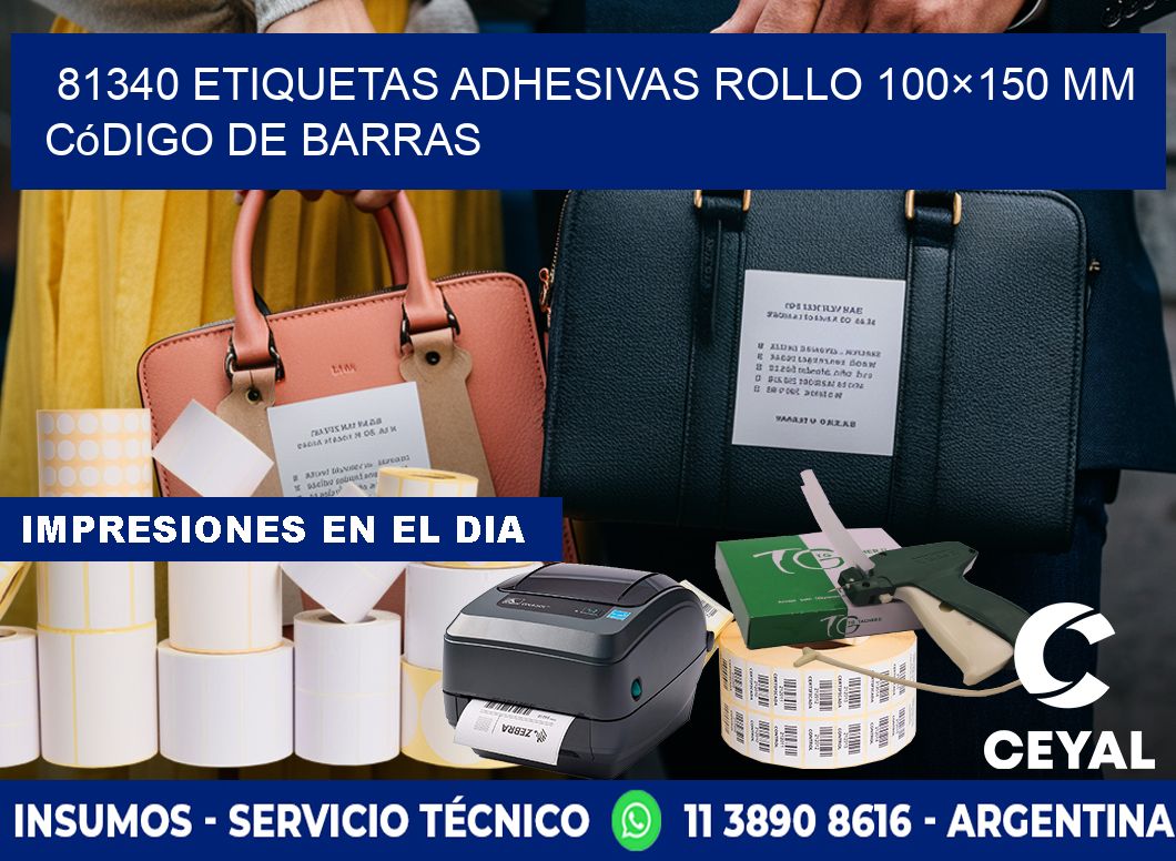 81340 etiquetas adhesivas rollo 100×150 mm código de barras