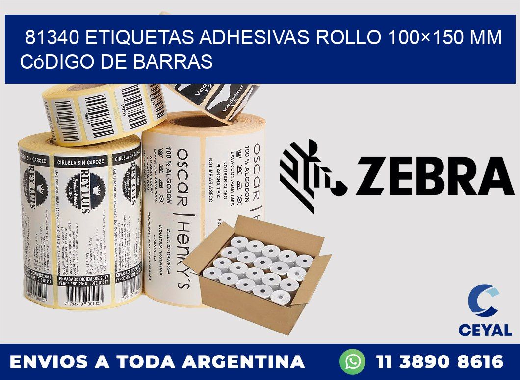 81340 etiquetas adhesivas rollo 100×150 mm código de barras