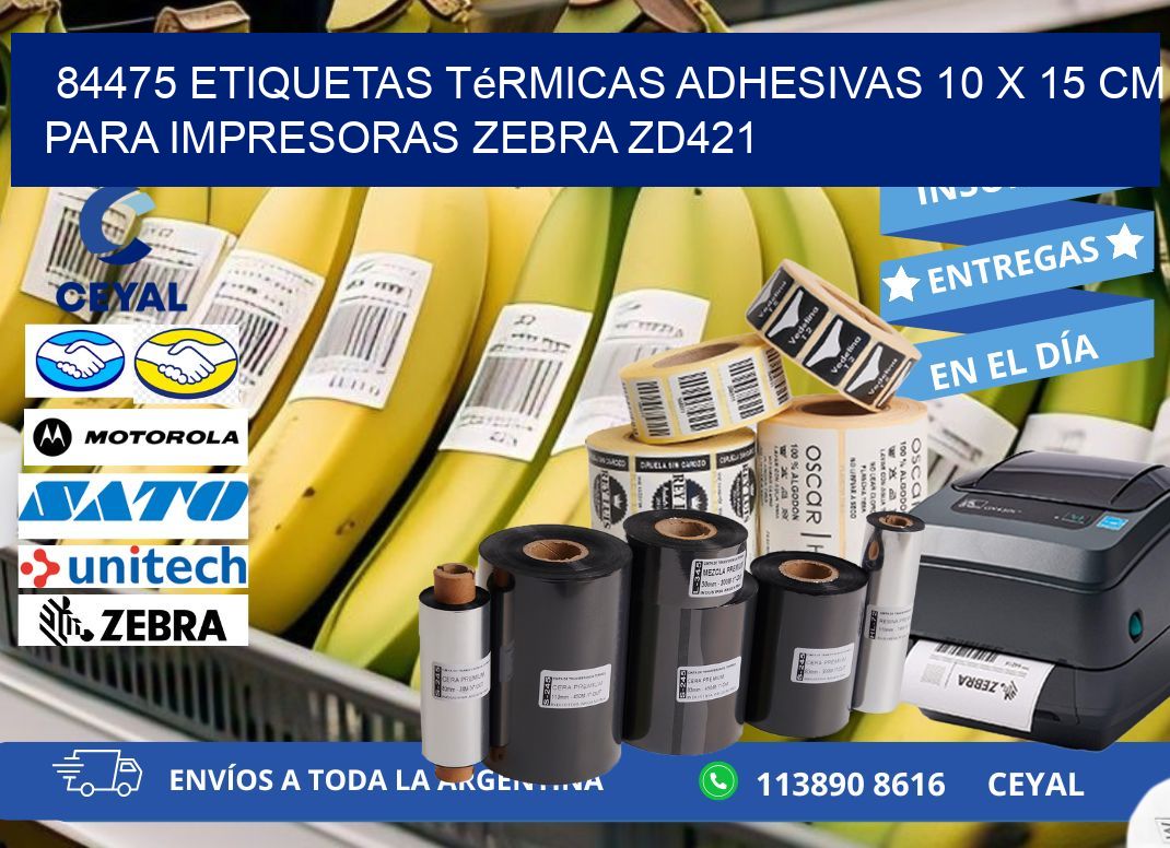 84475 Etiquetas Térmicas Adhesivas 10 x 15 cm para Impresoras Zebra ZD421