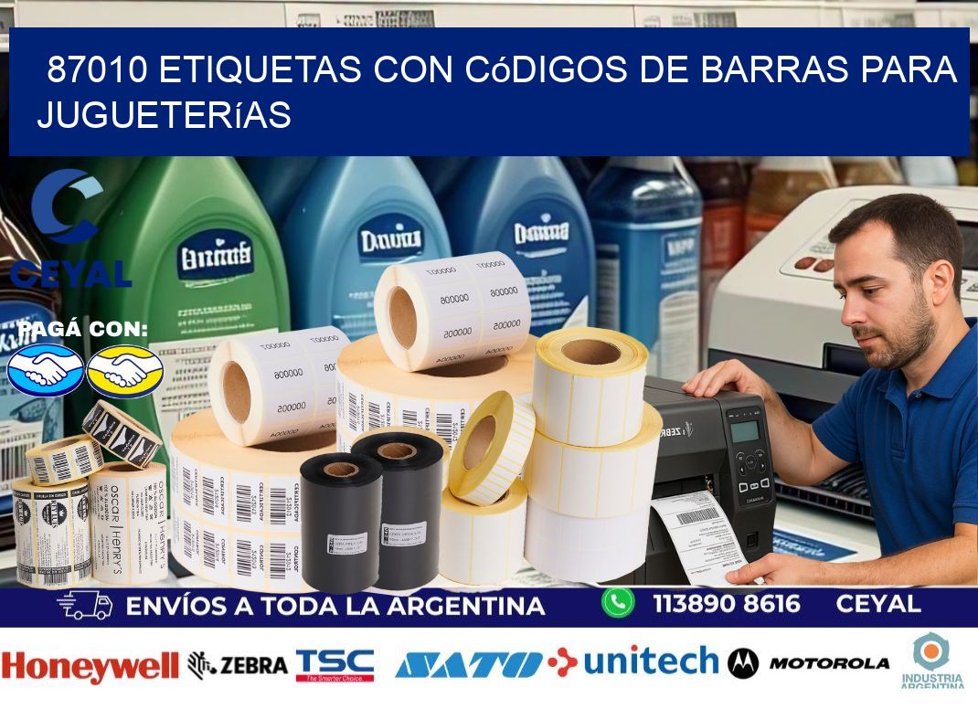87010 etiquetas con códigos de barras para jugueterías
