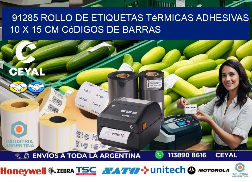 91285 Rollo de Etiquetas Térmicas Adhesivas 10 x 15 cm Códigos de Barras