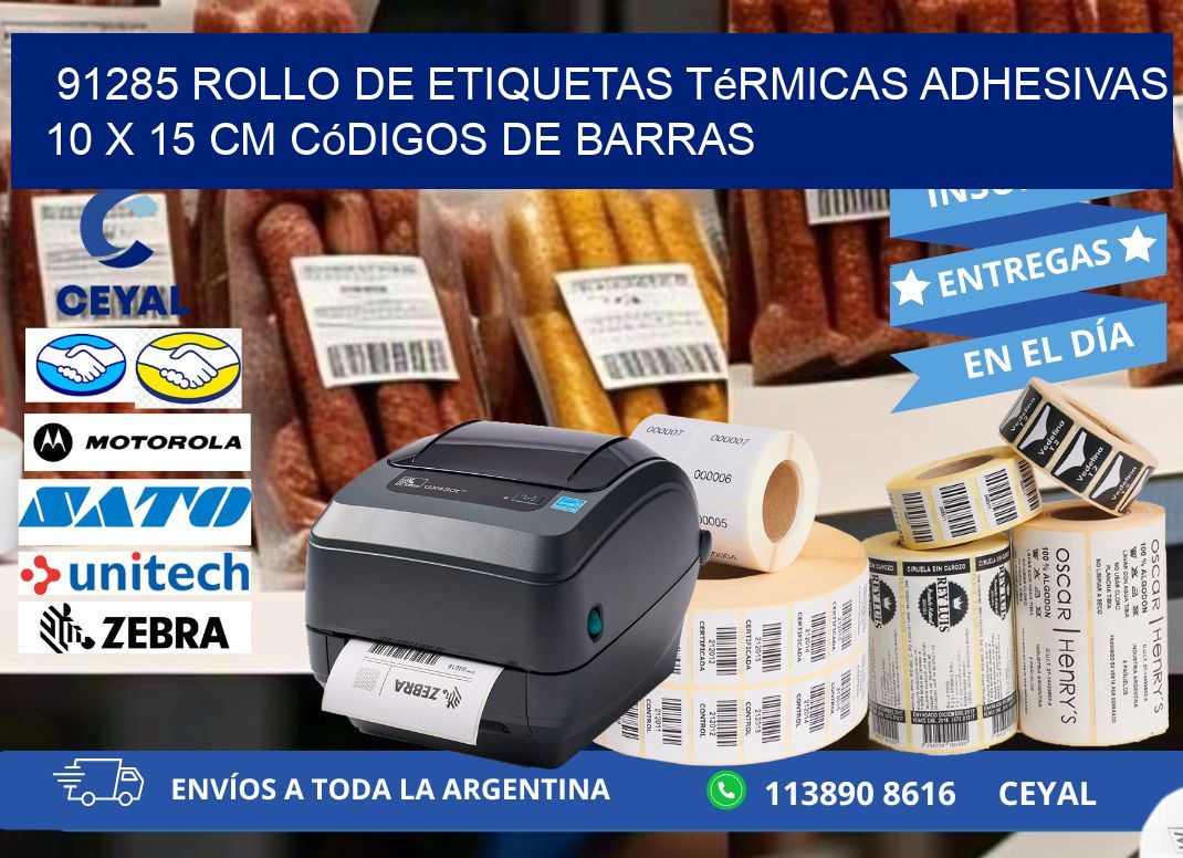 91285 Rollo de Etiquetas Térmicas Adhesivas 10 x 15 cm Códigos de Barras