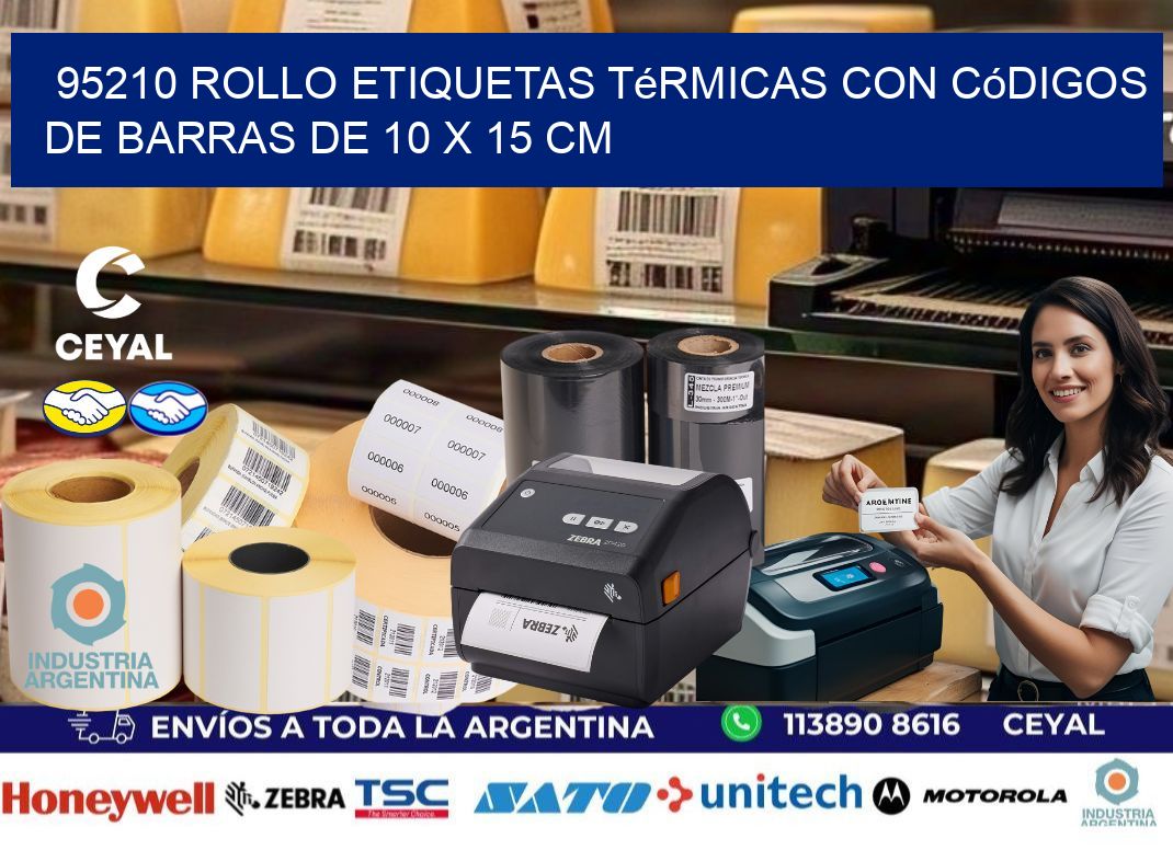95210 Rollo etiquetas térmicas con Códigos de Barras de 10 x 15 cm