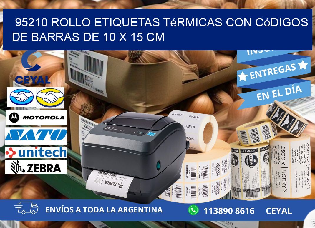 95210 Rollo etiquetas térmicas con Códigos de Barras de 10 x 15 cm
