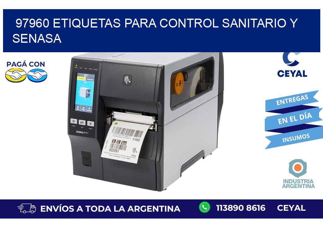 97960 etiquetas para control sanitario y SENASA