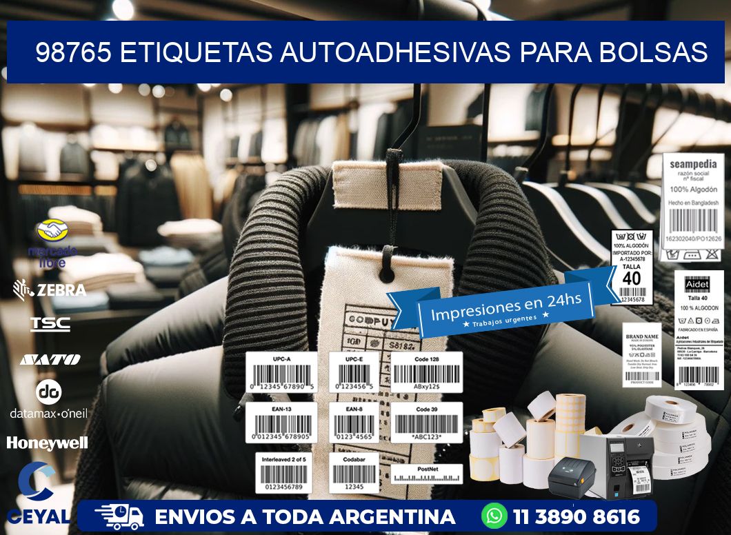 98765 etiquetas autoadhesivas para bolsas
