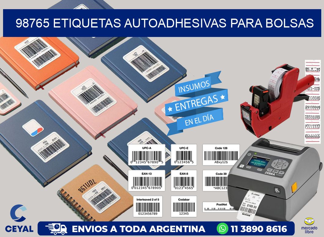 98765 etiquetas autoadhesivas para bolsas
