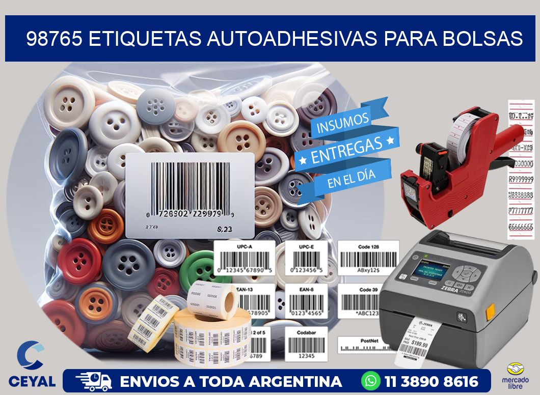 98765 etiquetas autoadhesivas para bolsas