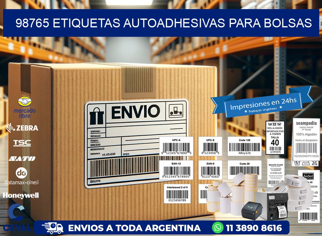 98765 etiquetas autoadhesivas para bolsas