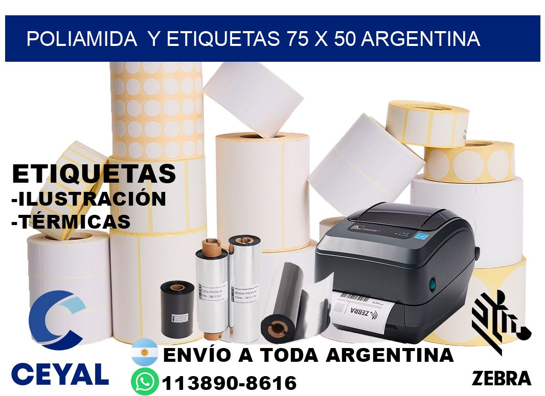 Poliamida  y etiquetas 75 x 50 argentina
