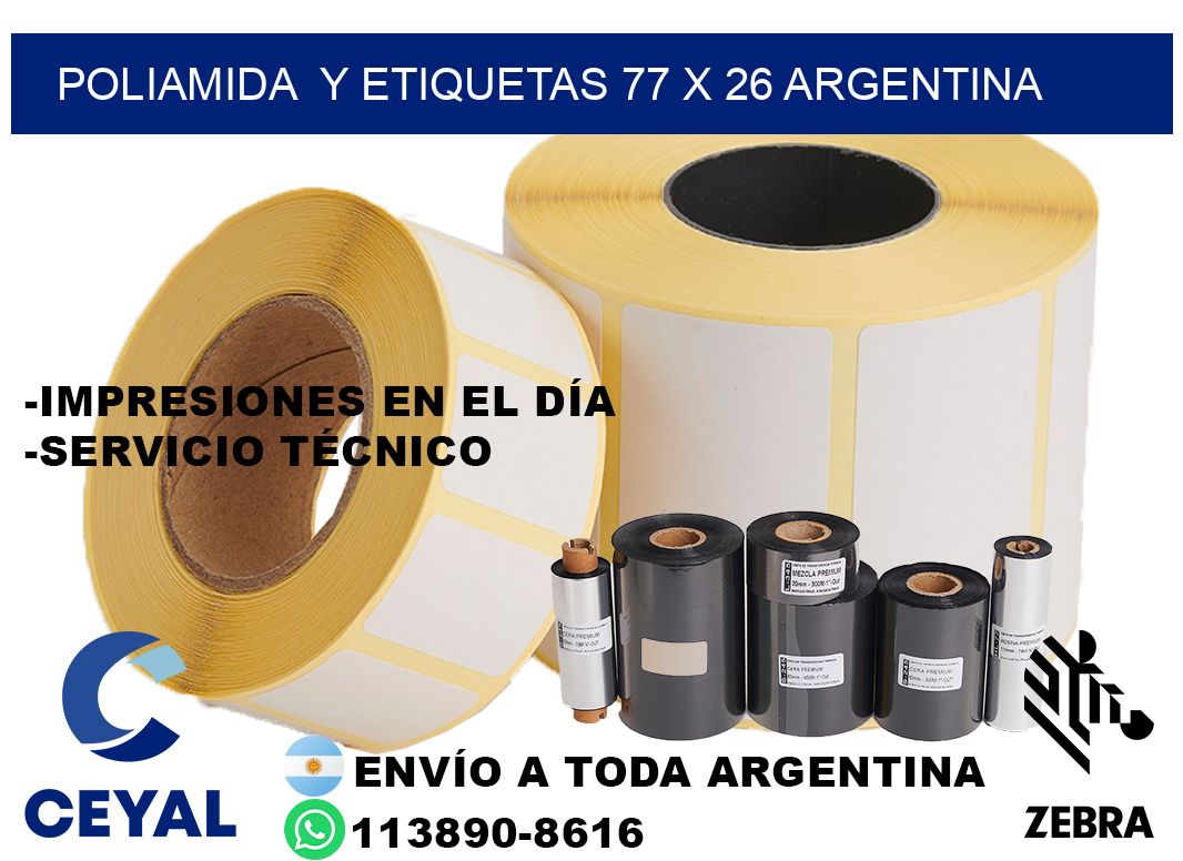 Poliamida  y etiquetas 77 x 26 argentina
