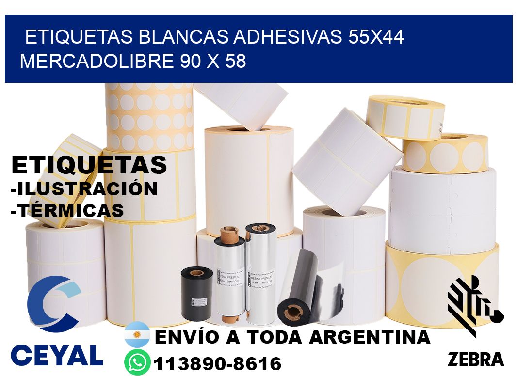 etiquetas blancas adhesivas 55x44 mercadolibre 90 x 58