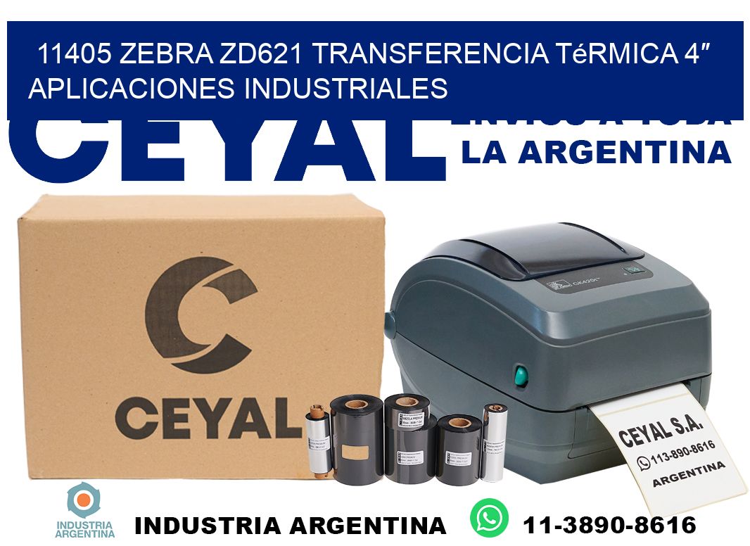 11405 Zebra ZD621 transferencia térmica 4″ aplicaciones industriales