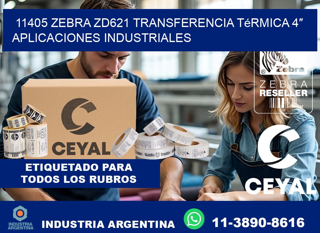 11405 Zebra ZD621 transferencia térmica 4″ aplicaciones industriales