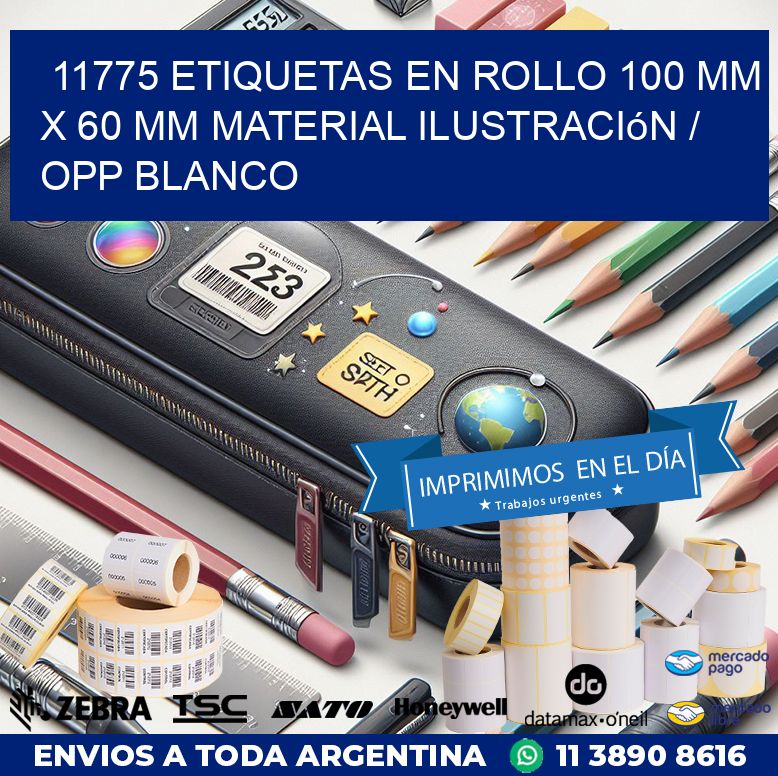 11775 Etiquetas en rollo 100 mm x 60 mm material Ilustración / OPP Blanco