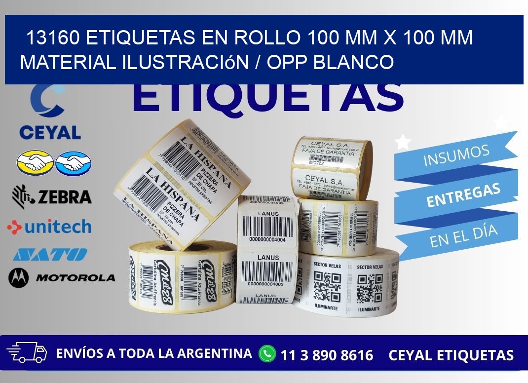 13160 Etiquetas en rollo 100 mm x 100 mm material Ilustración / OPP Blanco