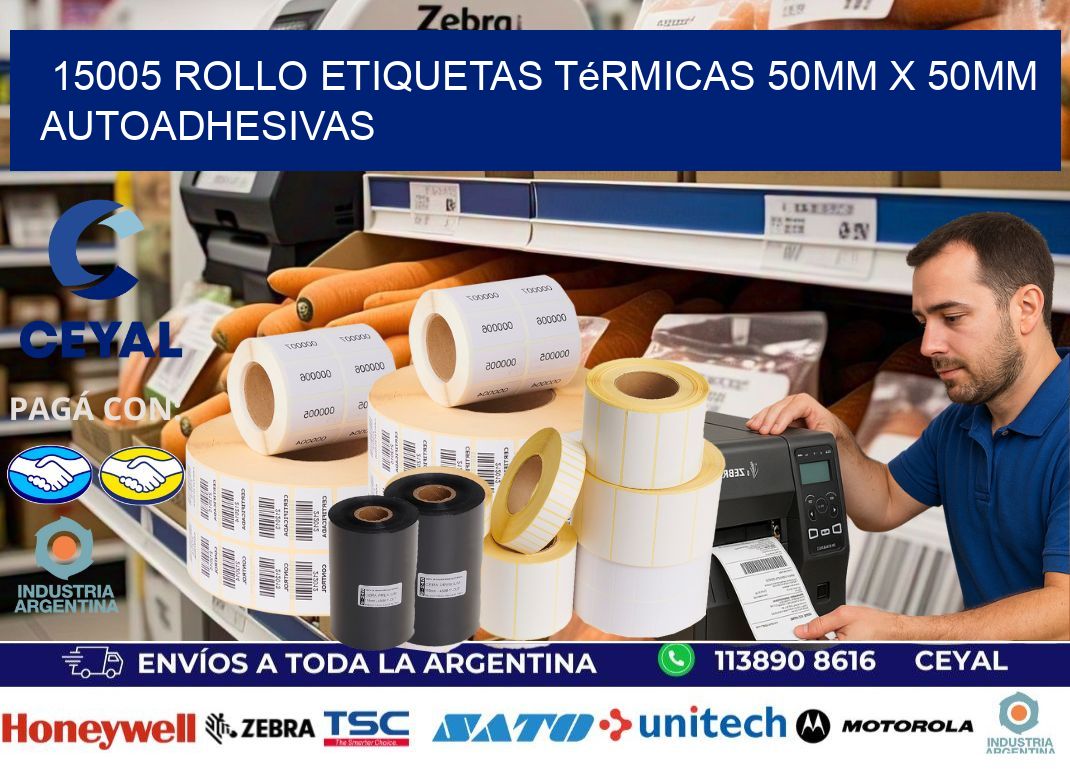 15005 Rollo Etiquetas Térmicas 50mm X 50mm Autoadhesivas