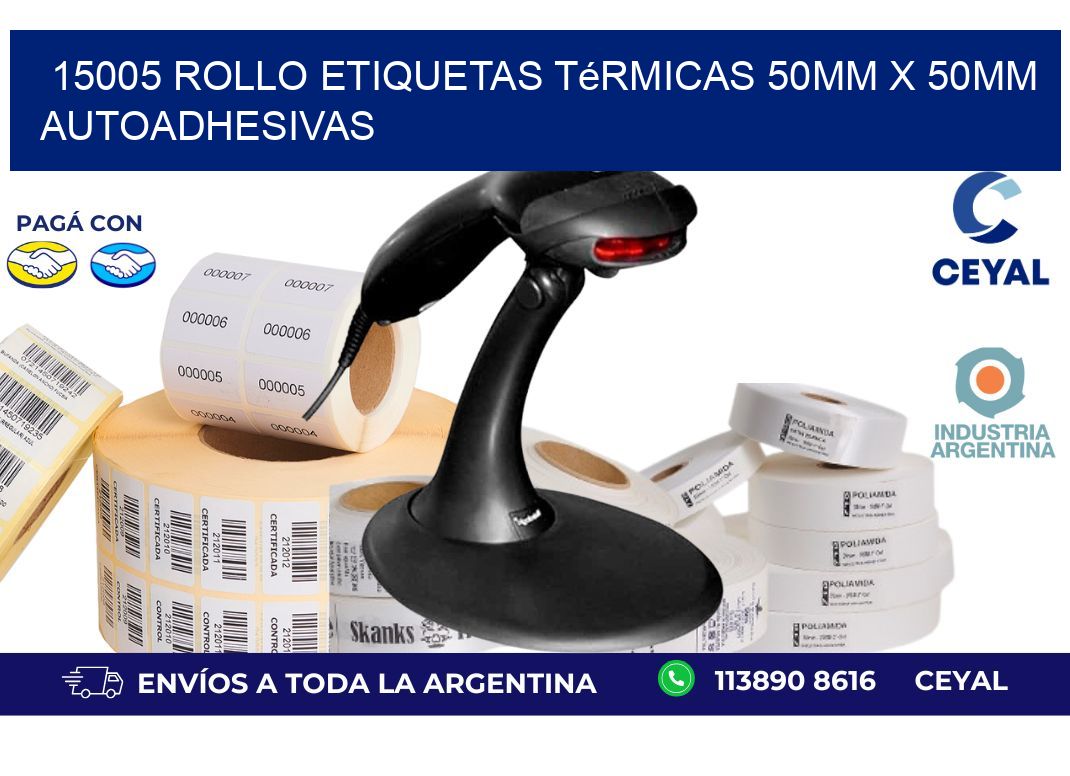 15005 Rollo Etiquetas Térmicas 50mm X 50mm Autoadhesivas