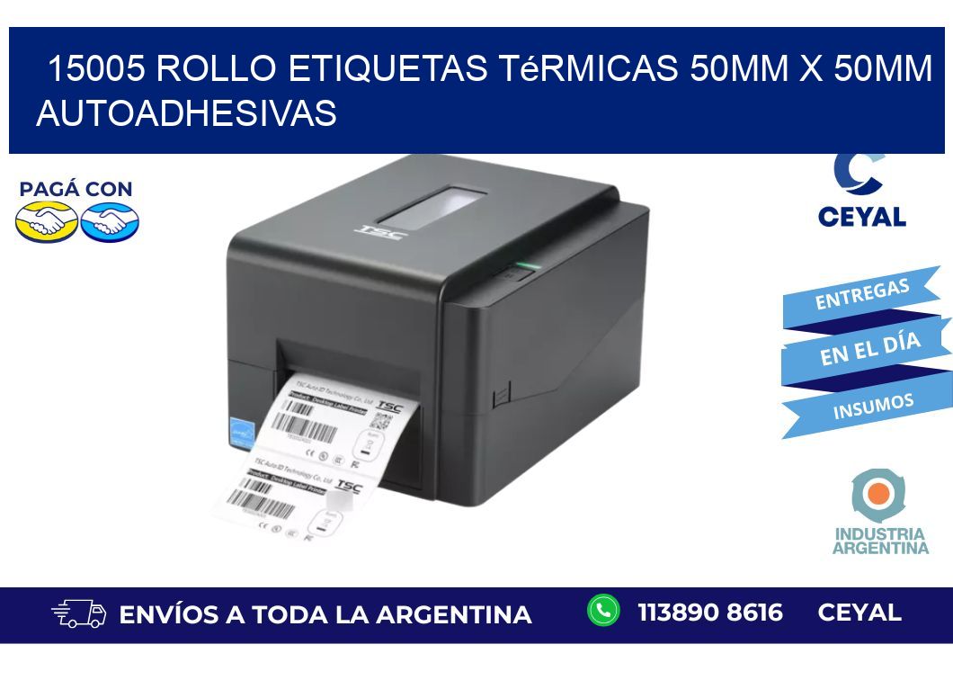 15005 Rollo Etiquetas Térmicas 50mm X 50mm Autoadhesivas