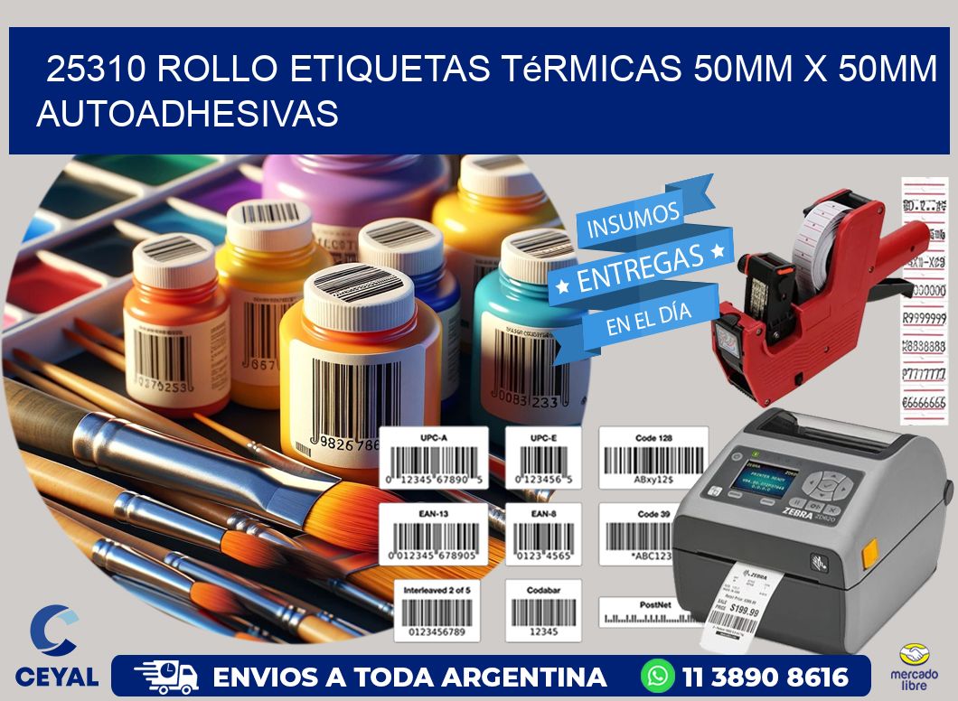 25310 Rollo Etiquetas Térmicas 50mm X 50mm Autoadhesivas