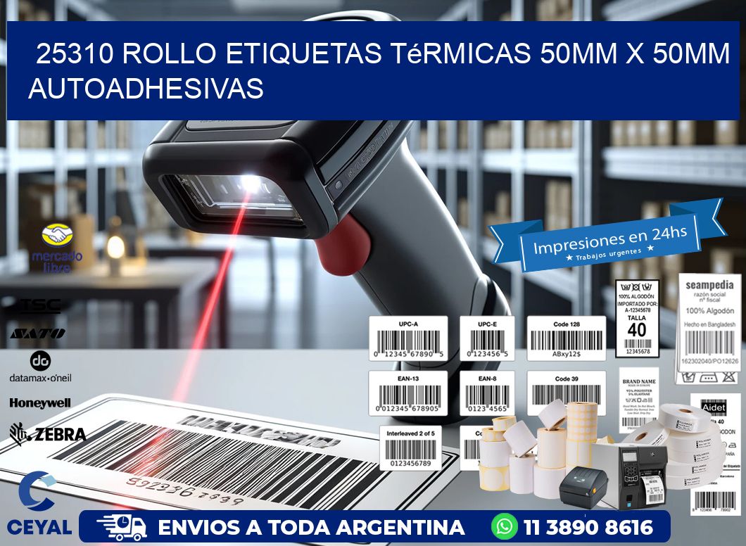25310 Rollo Etiquetas Térmicas 50mm X 50mm Autoadhesivas