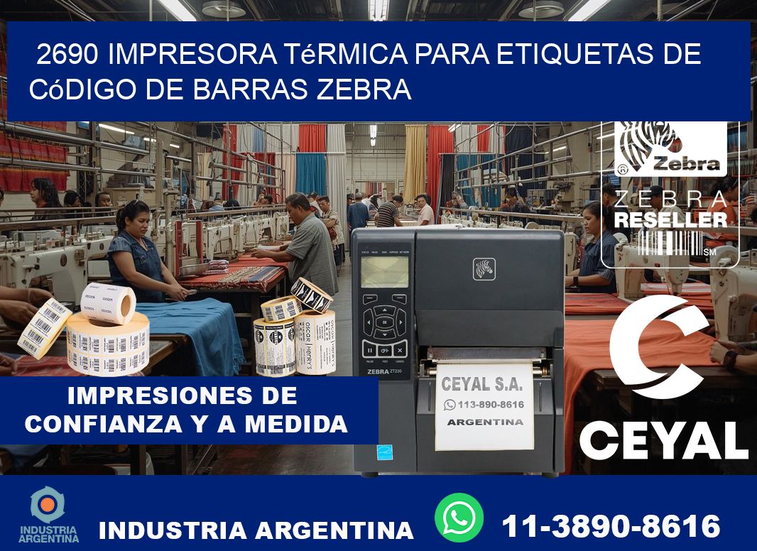 2690 impresora térmica para etiquetas de código de barras Zebra