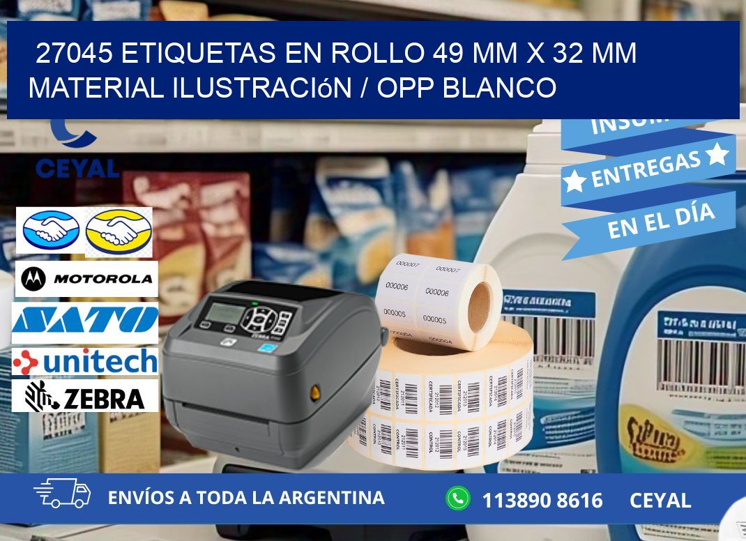 27045 Etiquetas en rollo 49 mm x 32 mm material Ilustración / OPP Blanco