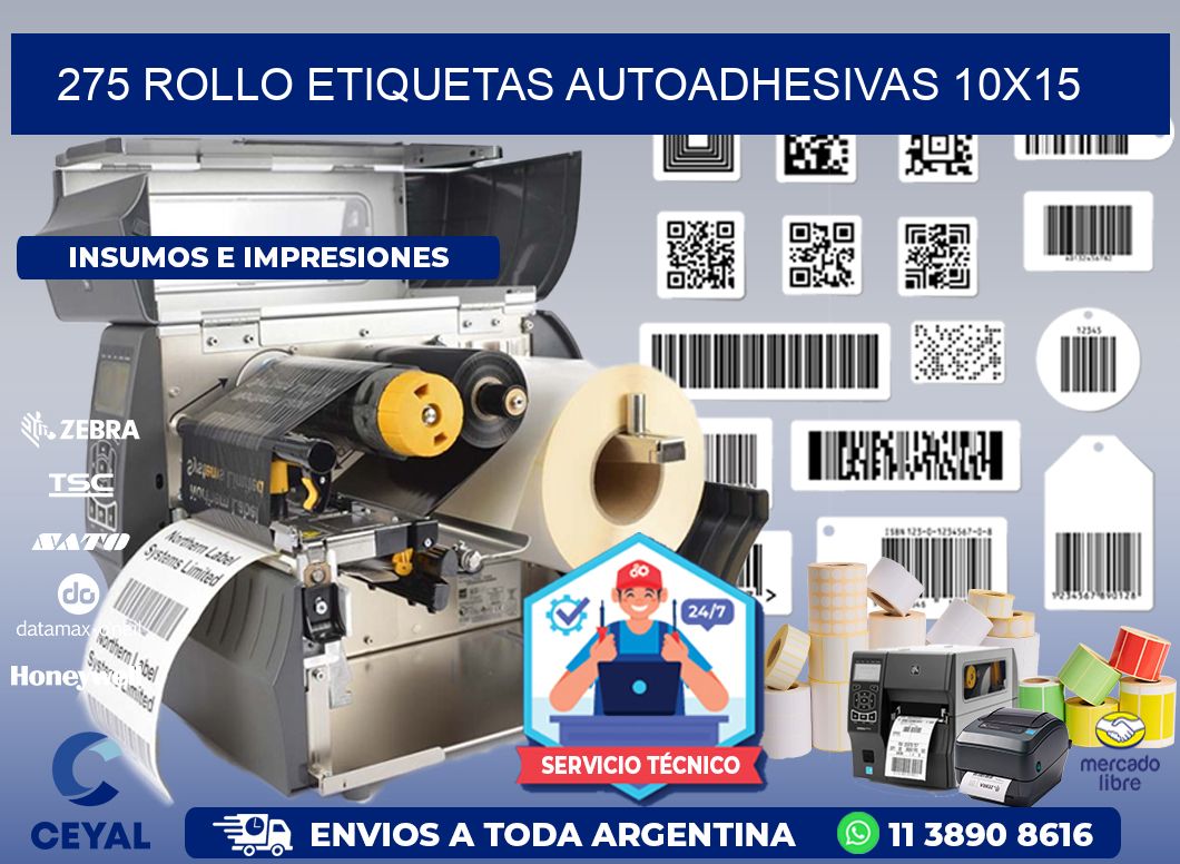 275 Rollo Etiquetas autoadhesivas 10x15