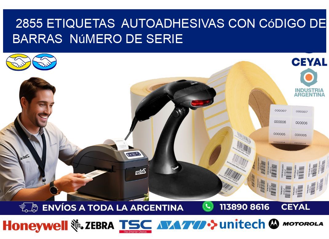 2855 etiquetas  autoadhesivas con código de barras  número de serie