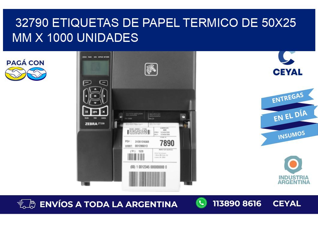 32790 Etiquetas De Papel Termico De 50x25 Mm X 1000 Unidades