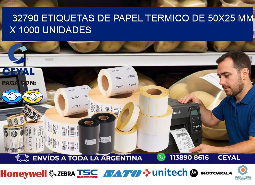 32790 Etiquetas De Papel Termico De 50×25 Mm X 1000 Unidades