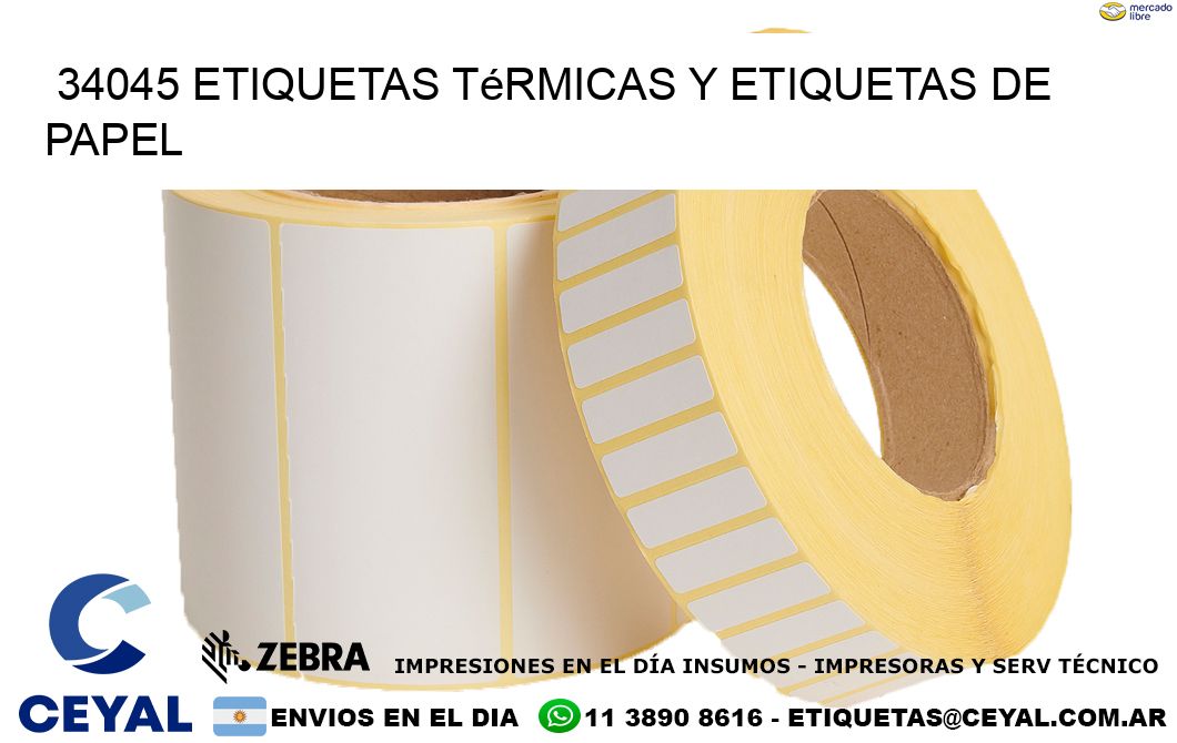 34045 etiquetas térmicas y etiquetas de papel