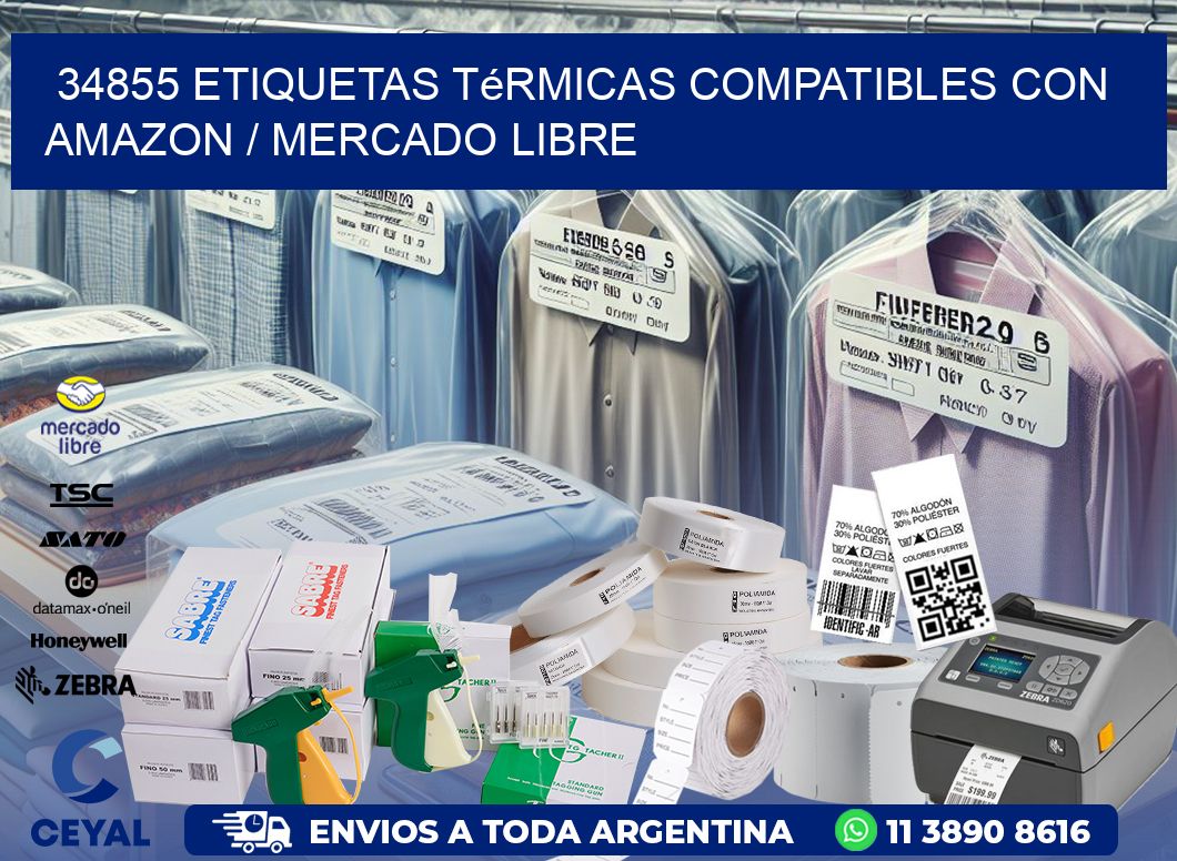 34855 etiquetas térmicas compatibles con Amazon / Mercado Libre