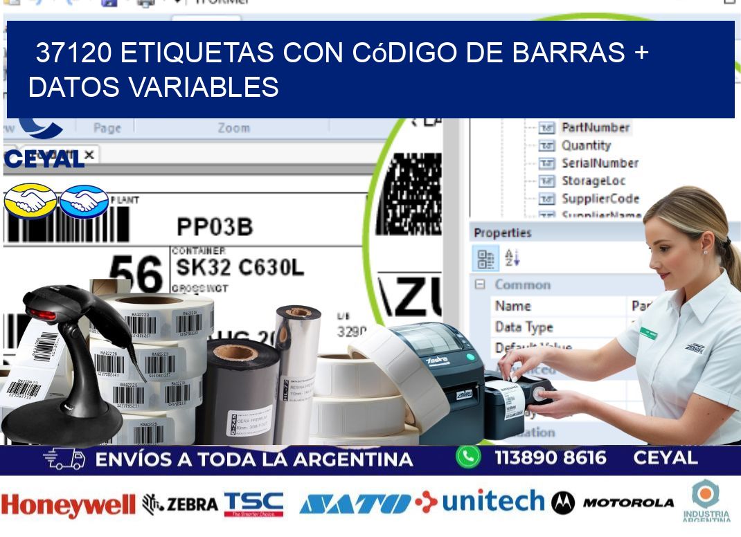 37120 etiquetas con código de barras + datos variables
