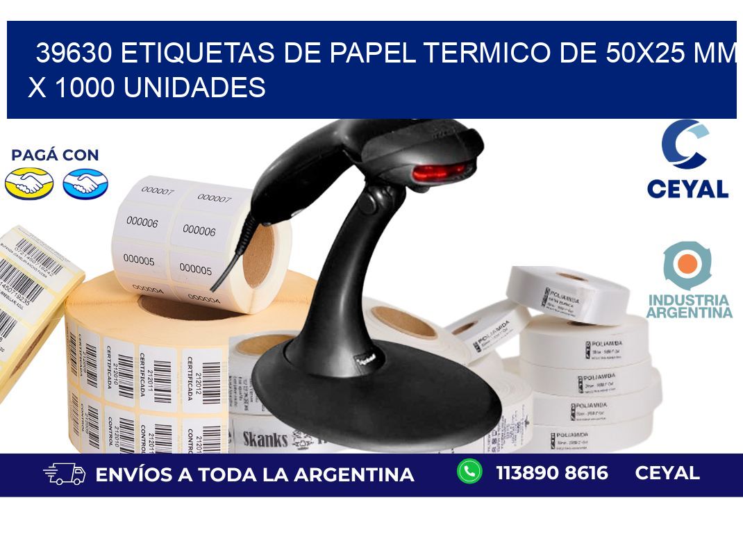 39630 Etiquetas De Papel Termico De 50x25 Mm X 1000 Unidades
