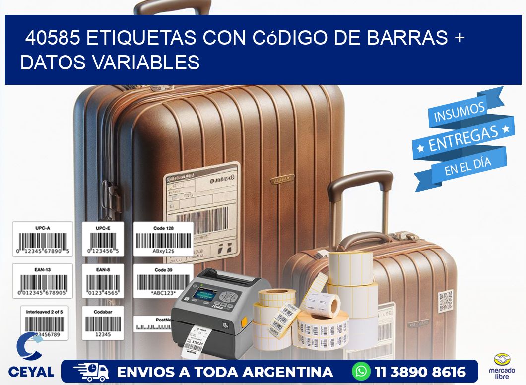 40585 etiquetas con código de barras + datos variables