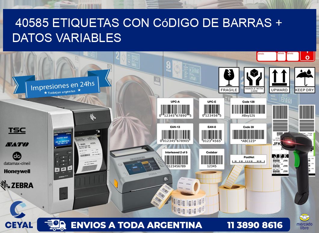 40585 etiquetas con código de barras + datos variables