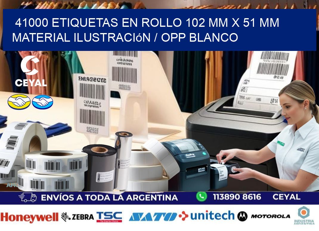 41000 Etiquetas en rollo 102 mm x 51 mm material Ilustración / OPP Blanco