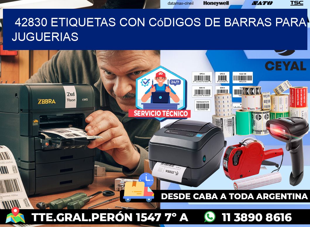 42830 etiquetas con códigos de barras para juguerias
