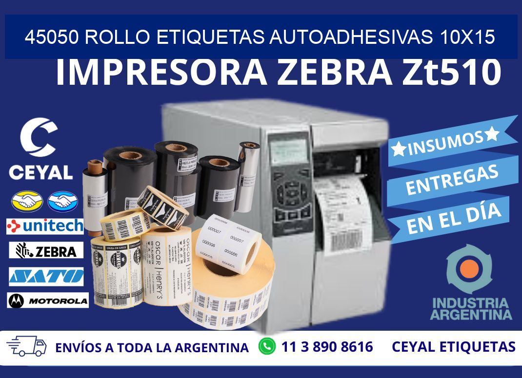 45050 Rollo Etiquetas autoadhesivas 10×15