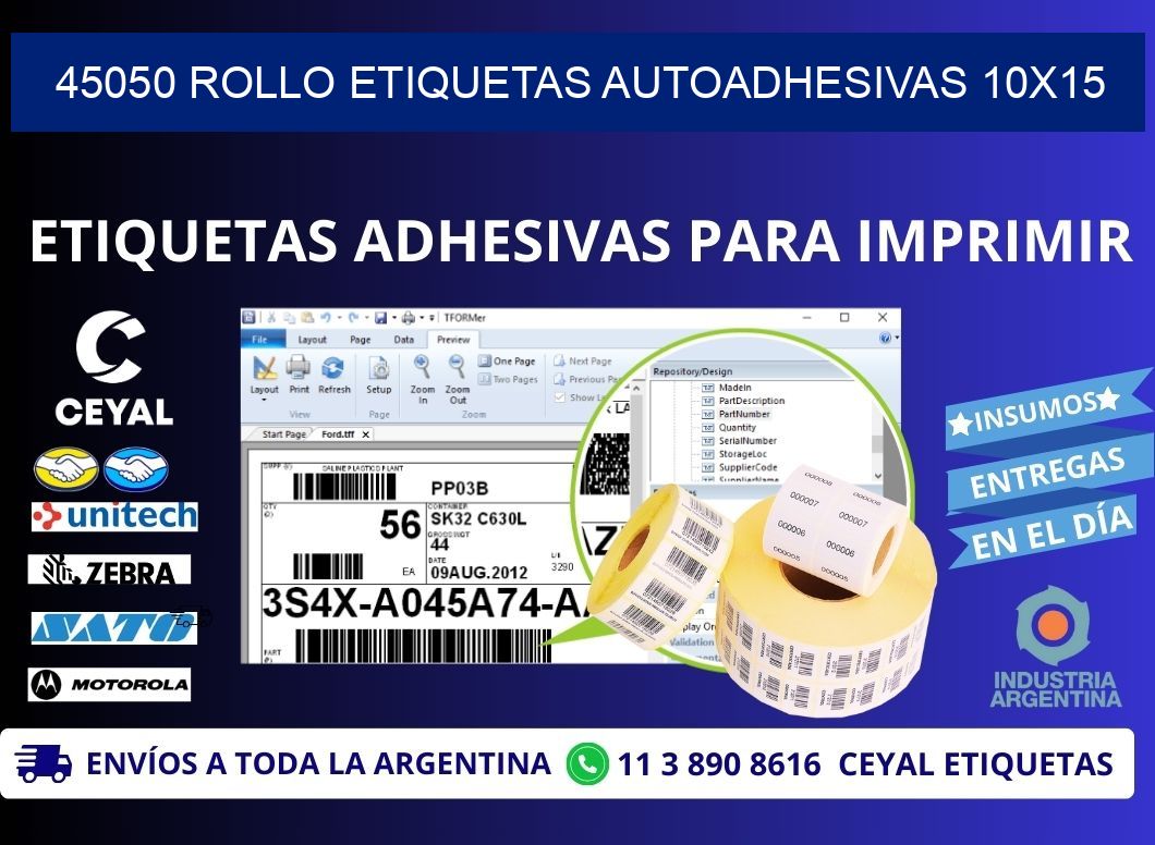 45050 Rollo Etiquetas autoadhesivas 10x15