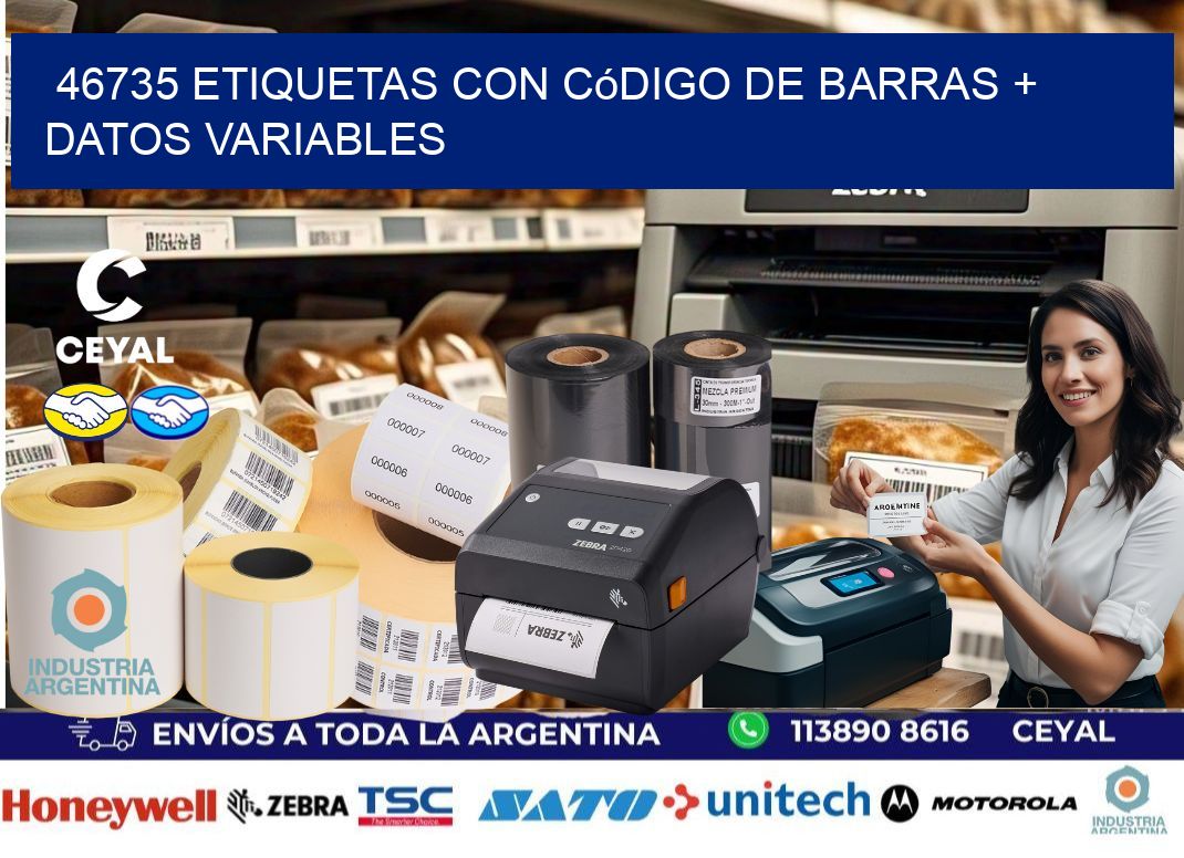 46735 etiquetas con código de barras + datos variables