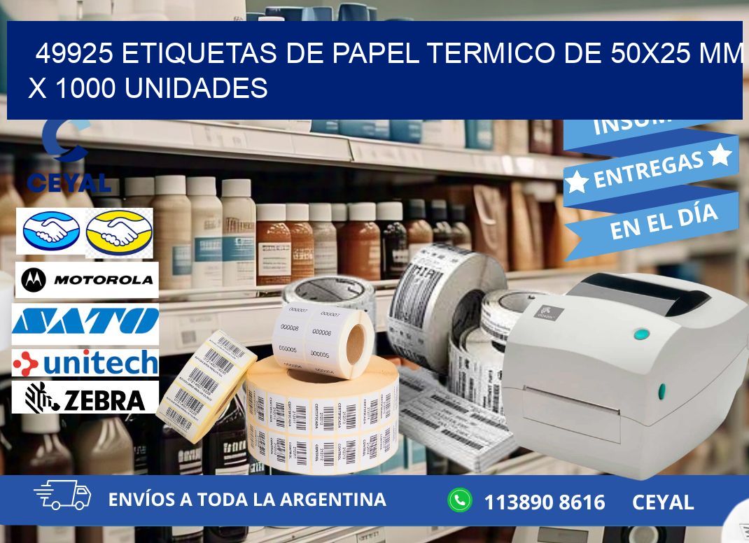 49925 Etiquetas De Papel Termico De 50×25 Mm X 1000 Unidades