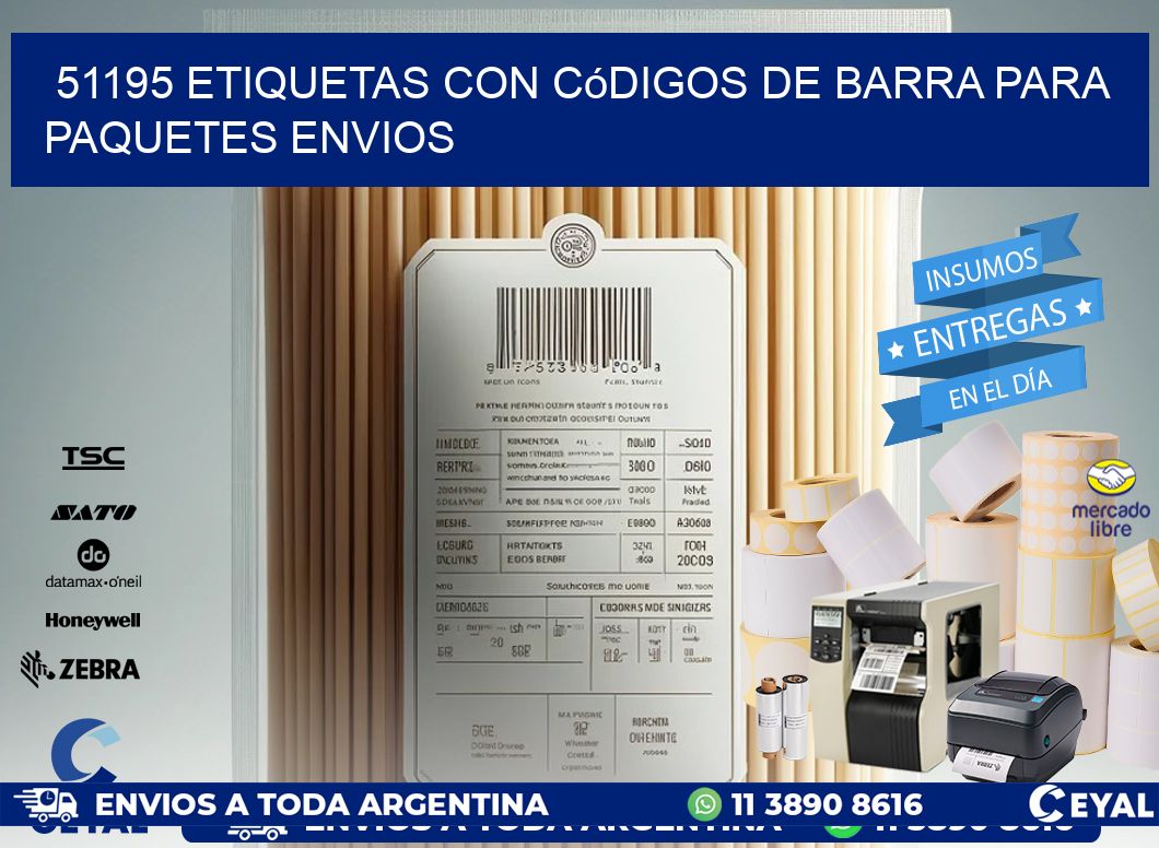 51195 etiquetas con códigos de barra para paquetes envios