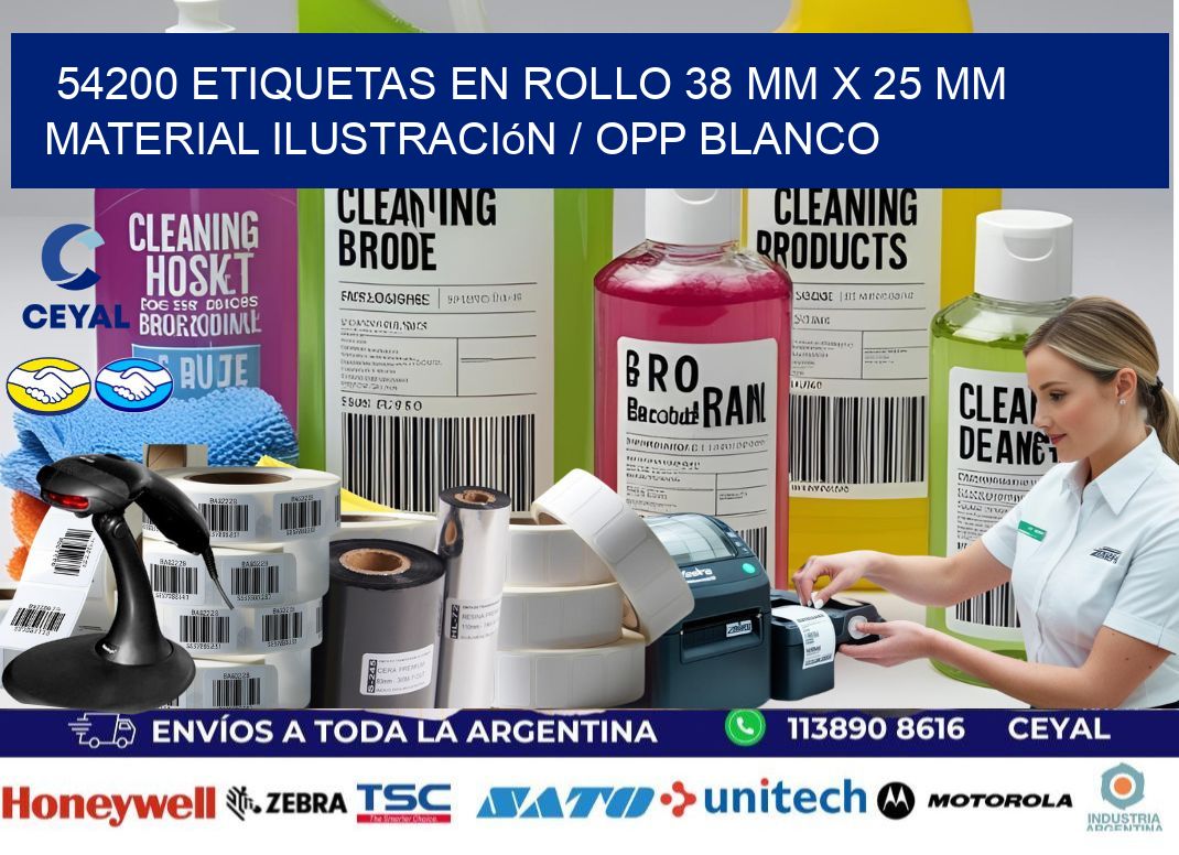 54200 Etiquetas en rollo 38 mm x 25 mm material Ilustración / OPP Blanco